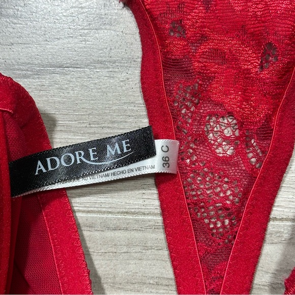 ADORE ME Red Lace Front Closure Underwire Racerback Bra 36C - Picture 9 of 11